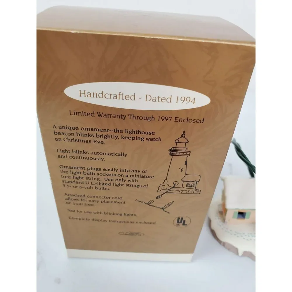 Vintage 1994 Hallmark Lighthouse Christmas Ornament Candy Cane Lookout GUC‎